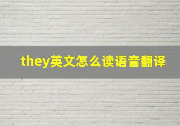 they英文怎么读语音翻译