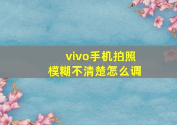 vivo手机拍照模糊不清楚怎么调