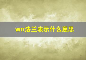 wn法兰表示什么意思