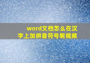 word文档怎么在汉字上加拼音符号呢视频