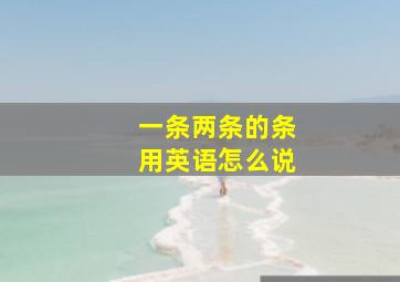 一条两条的条用英语怎么说