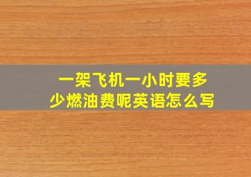 一架飞机一小时要多少燃油费呢英语怎么写