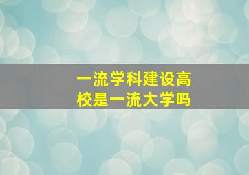 一流学科建设高校是一流大学吗