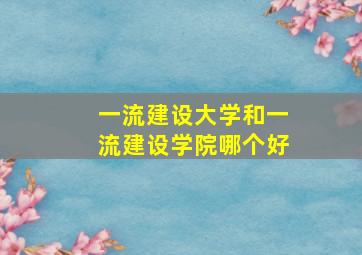 一流建设大学和一流建设学院哪个好