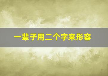 一辈子用二个字来形容