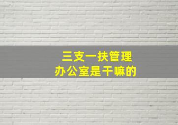 三支一扶管理办公室是干嘛的