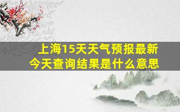 上海15天天气预报最新今天查询结果是什么意思