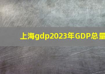 上海gdp2023年GDP总量