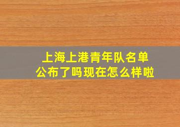 上海上港青年队名单公布了吗现在怎么样啦