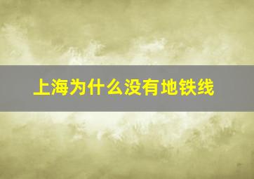 上海为什么没有地铁线