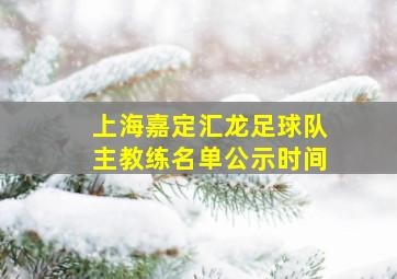 上海嘉定汇龙足球队主教练名单公示时间