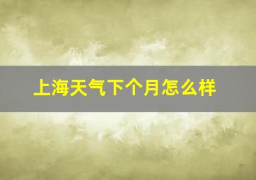 上海天气下个月怎么样