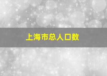 上海市总人口数