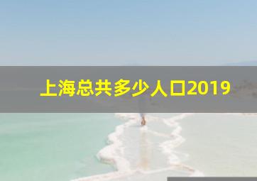 上海总共多少人口2019