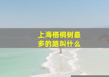 上海梧桐树最多的路叫什么