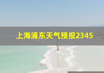 上海浦东天气预报2345