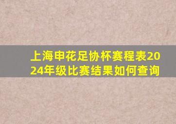 上海申花足协杯赛程表2024年级比赛结果如何查询