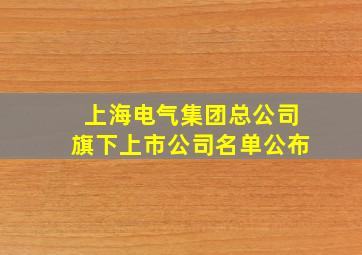 上海电气集团总公司旗下上市公司名单公布