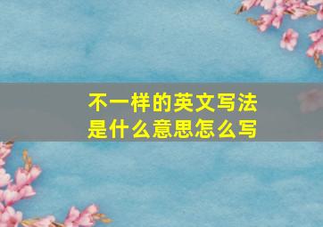 不一样的英文写法是什么意思怎么写