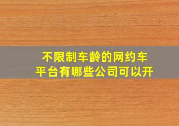 不限制车龄的网约车平台有哪些公司可以开