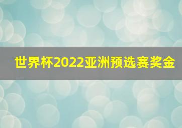 世界杯2022亚洲预选赛奖金