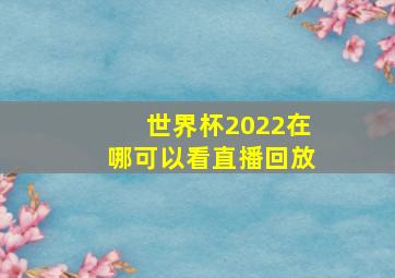 世界杯2022在哪可以看直播回放