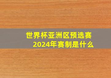 世界杯亚洲区预选赛2024年赛制是什么