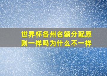 世界杯各州名额分配原则一样吗为什么不一样