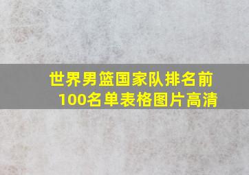 世界男篮国家队排名前100名单表格图片高清