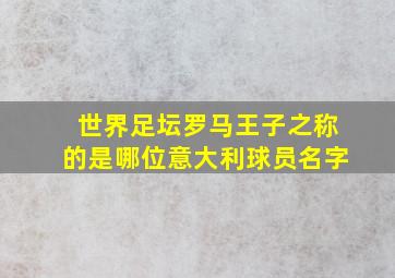 世界足坛罗马王子之称的是哪位意大利球员名字