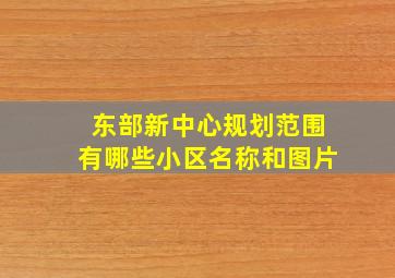 东部新中心规划范围有哪些小区名称和图片