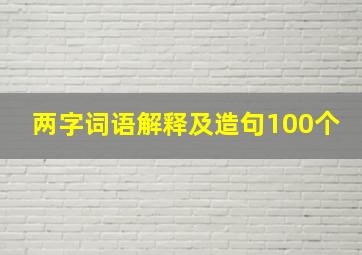 两字词语解释及造句100个