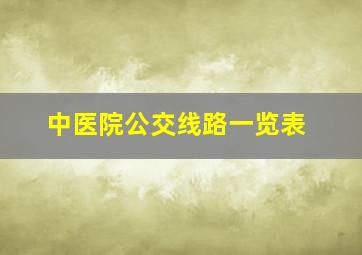 中医院公交线路一览表