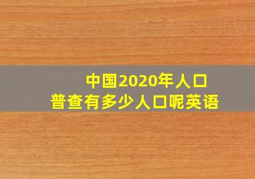 中国2020年人口普查有多少人口呢英语