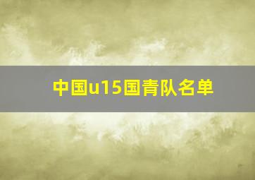 中国u15国青队名单