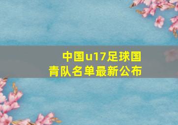 中国u17足球国青队名单最新公布