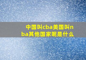 中国叫cba美国叫nba其他国家呢是什么