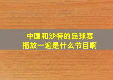 中国和沙特的足球赛播放一遍是什么节目啊