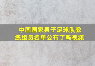 中国国家男子足球队教练组员名单公布了吗视频