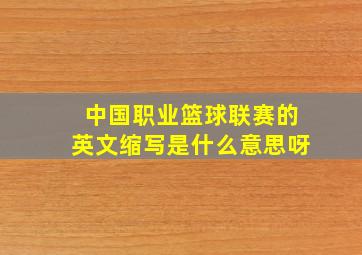 中国职业篮球联赛的英文缩写是什么意思呀