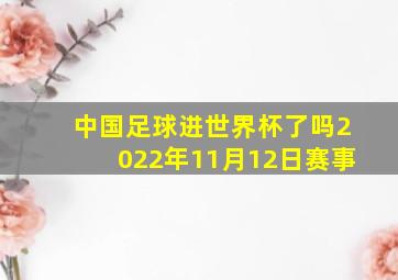 中国足球进世界杯了吗2022年11月12日赛事