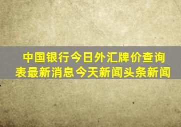 中国银行今日外汇牌价查询表最新消息今天新闻头条新闻