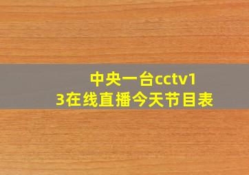 中央一台cctv13在线直播今天节目表