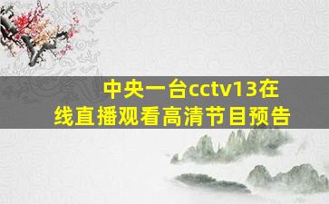 中央一台cctv13在线直播观看高清节目预告