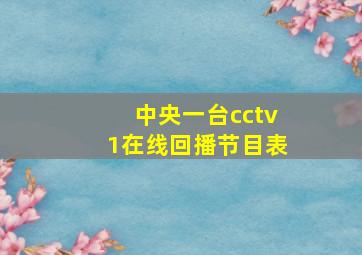 中央一台cctv1在线回播节目表