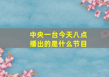 中央一台今天八点播出的是什么节目