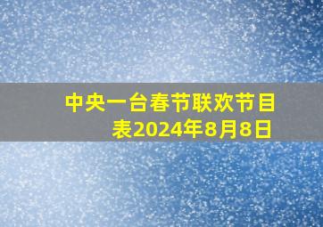 中央一台春节联欢节目表2024年8月8日