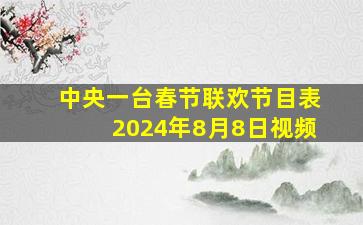 中央一台春节联欢节目表2024年8月8日视频