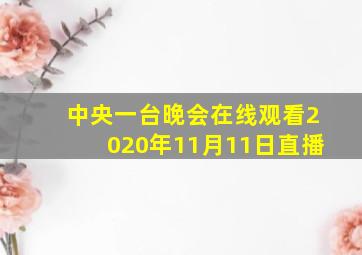 中央一台晚会在线观看2020年11月11日直播