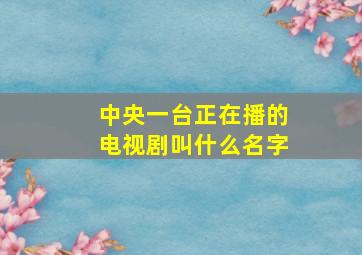 中央一台正在播的电视剧叫什么名字